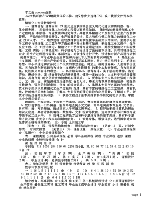 精细化工专业教学计划