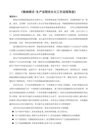 精细模式生产流程优化与工艺流程再造