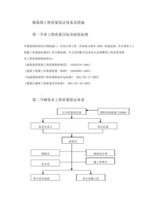 精装修工程质量保证体系及措施