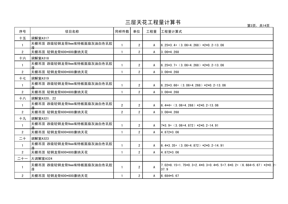 精装修工程量Excel计算格式_第3页