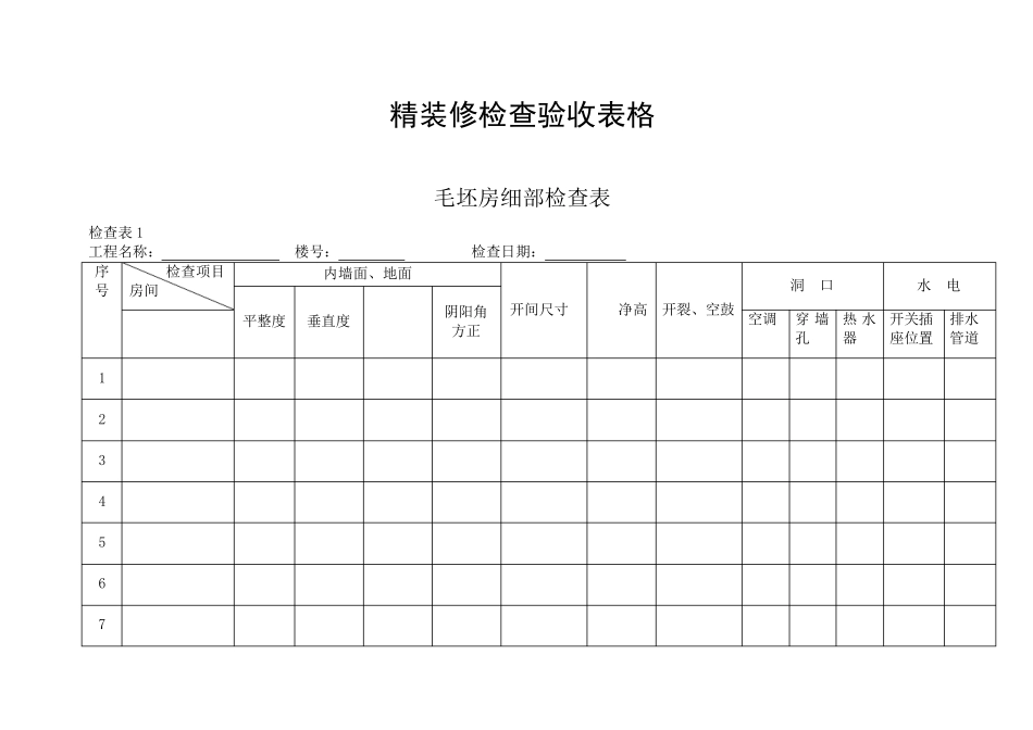 精装修检查验收表格_第1页