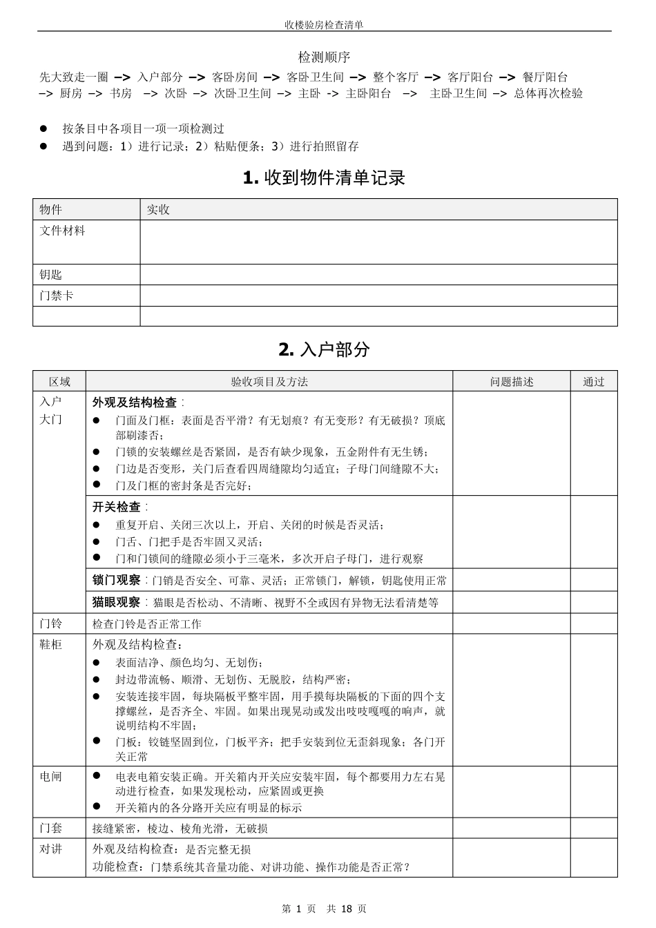 精装房验房项目清单_第1页