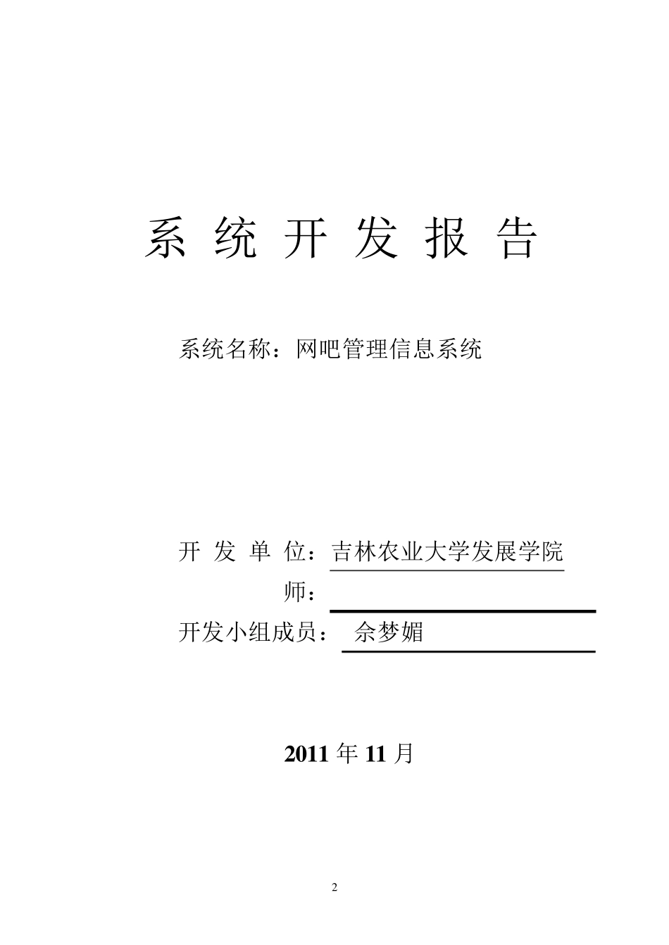 系统开发报告模板_第1页