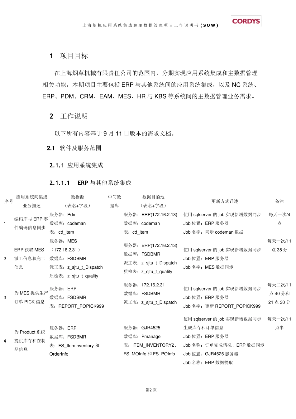 系统集成和主数据管理项目工作说明书(SOW)_第3页