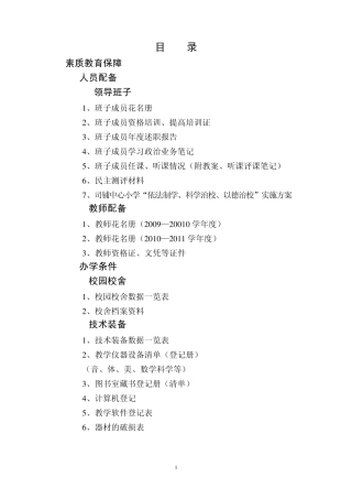 素质教育示范校评估资料总目录