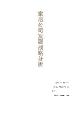 索尼公司发展战略分析