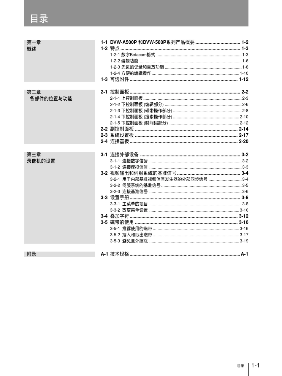 索尼数字磁带录像机DVWA500P说明书_第2页