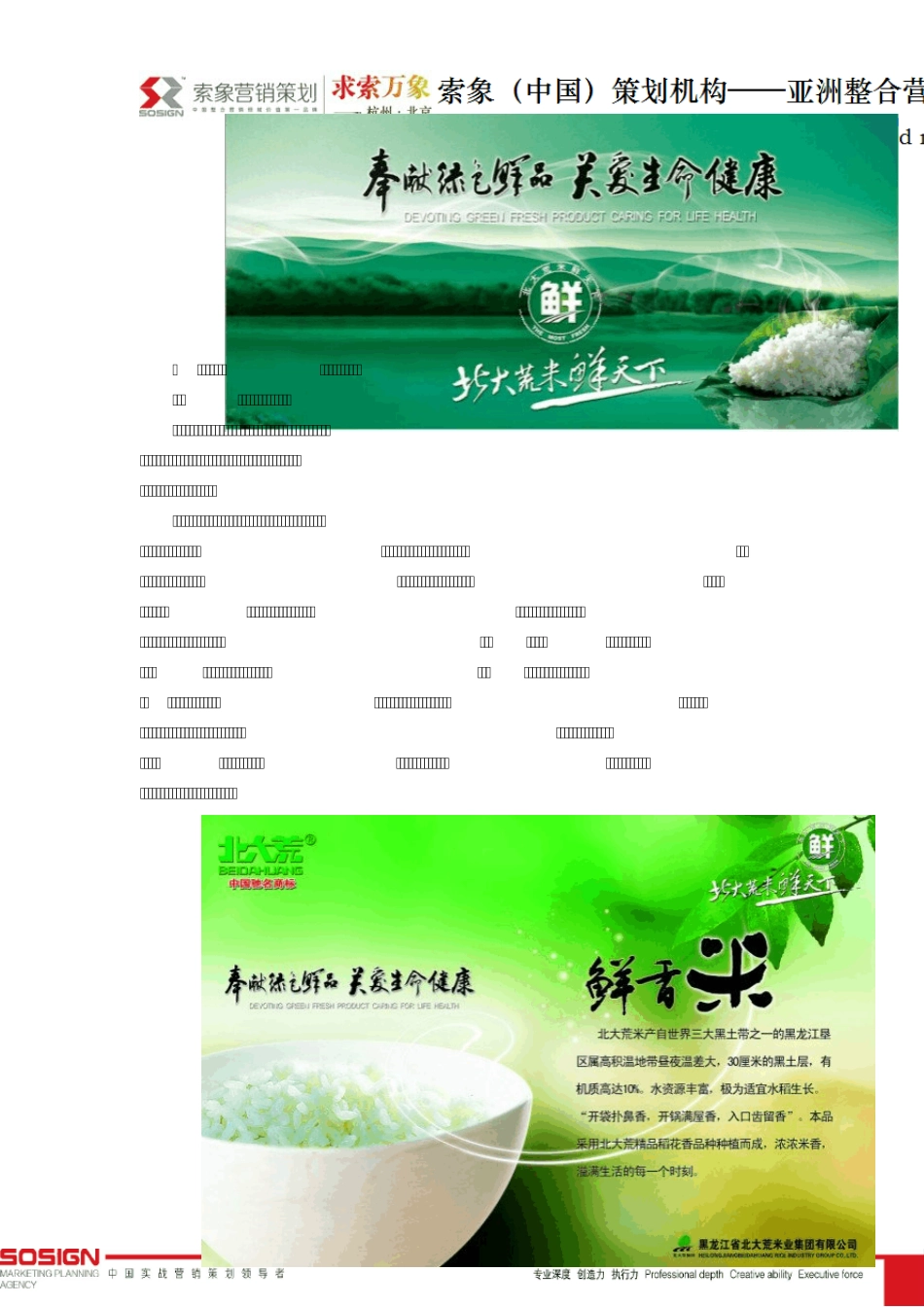 索象农产品营销策划案例：北大荒大米_第3页