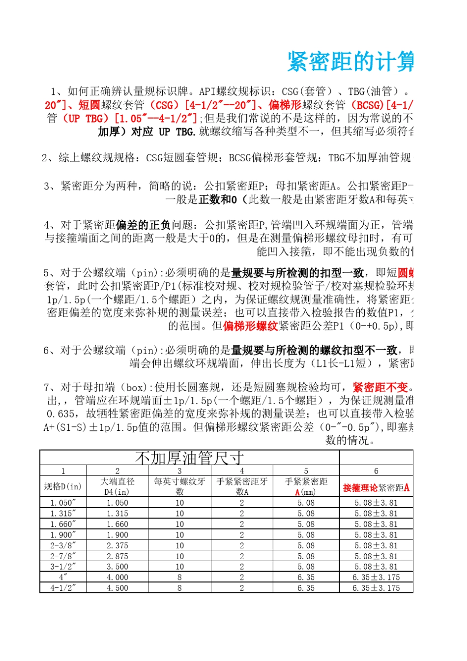 紧密距计算参数(含短圆螺纹规检验长圆螺纹)_第1页