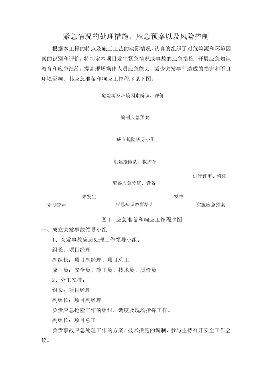 紧急情况的处理措施、应急预案以及风险控制_第1页