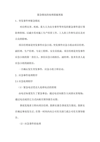 紧急情况的处理措施预案