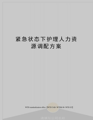 紧急状态下护理人力资源调配方案