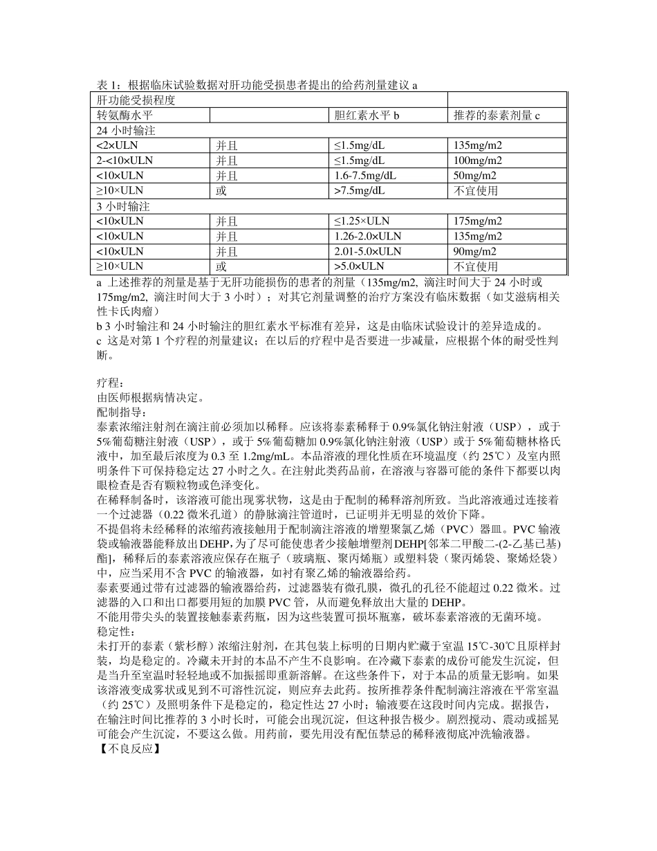 紫杉醇注射液说明书泰素_第3页