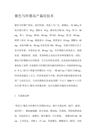 紫色马铃薯高产栽培技术