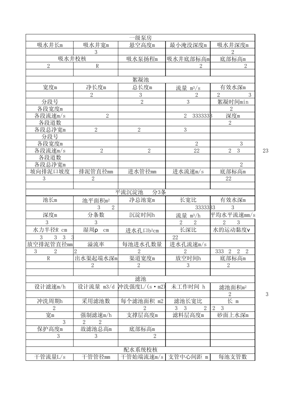 絮凝池和沉淀池设计参数_第1页