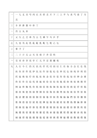 繁体字表(部首笔画排序)