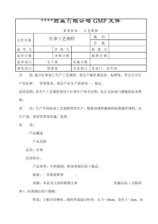 红参加工生产工艺规程1