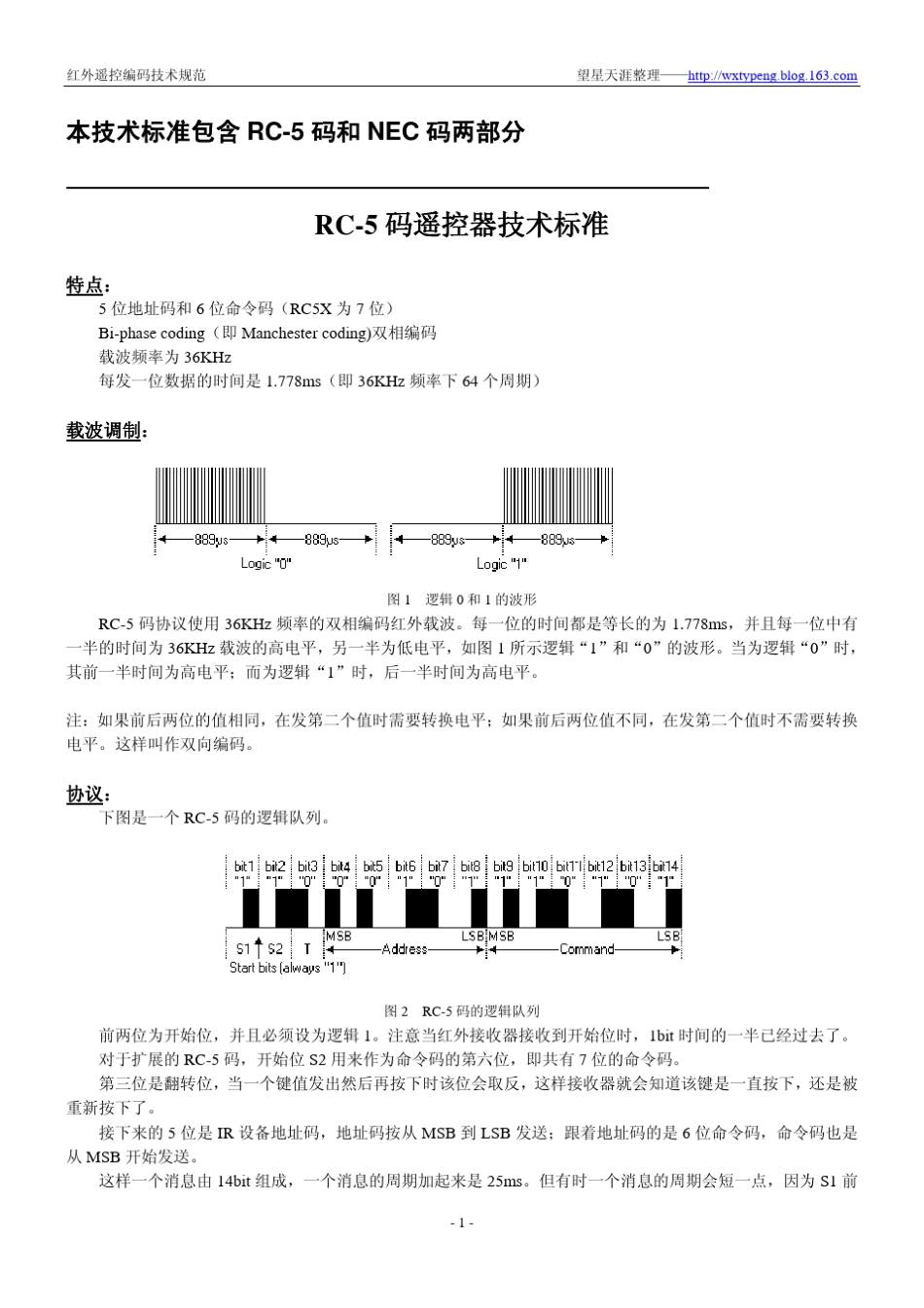 红外遥控RC5码和NEC码技术标准_第1页