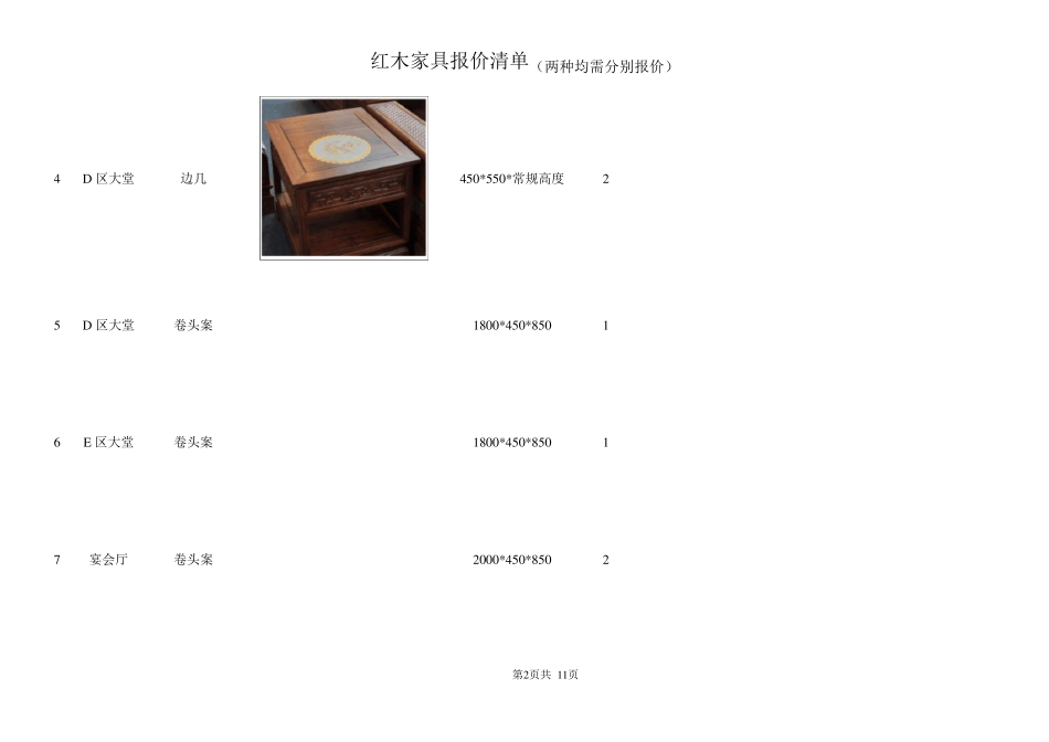 红木家具报价清单_第2页