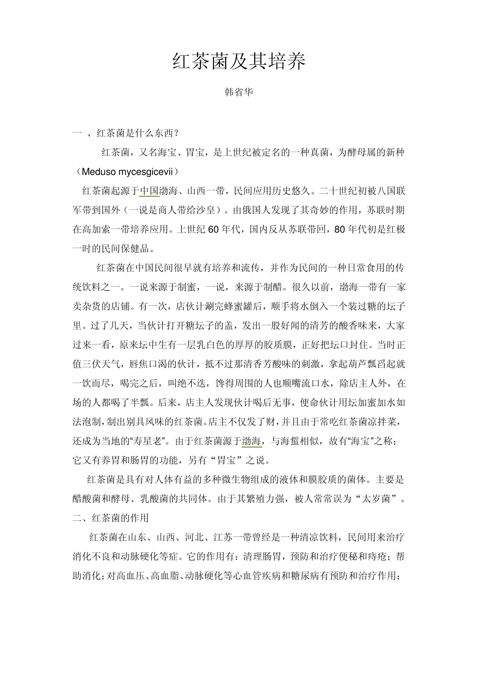 红茶菌及其培养_第1页