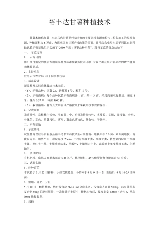 红薯栽培技术