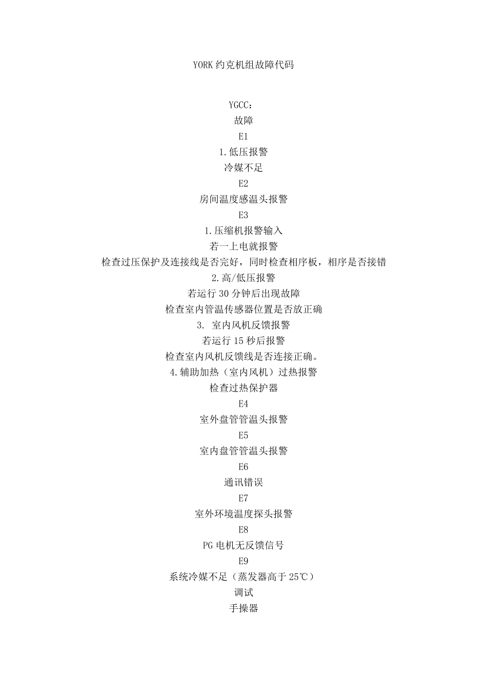 约克故障代码_第1页