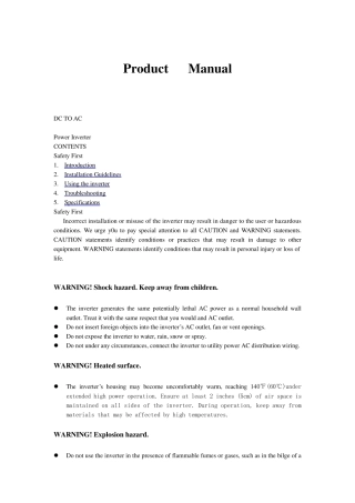 纯正弦波逆变器说明书英文版