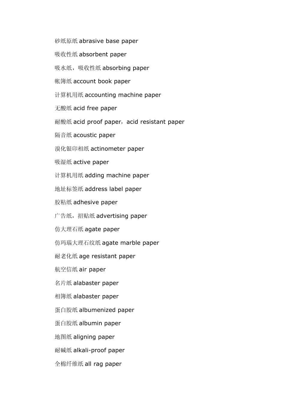 纸品类别中英文对照_第2页