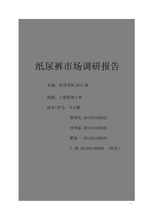 纸尿裤市场调研报告