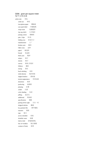 纺织类中英文术语词汇