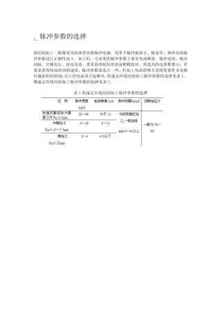 线切割加工工艺参数的选择