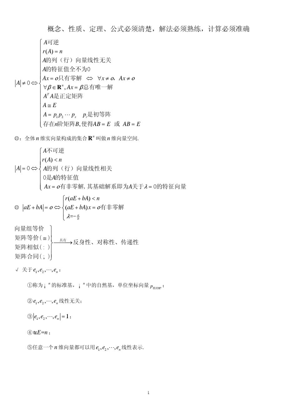 线性代数总结_第1页
