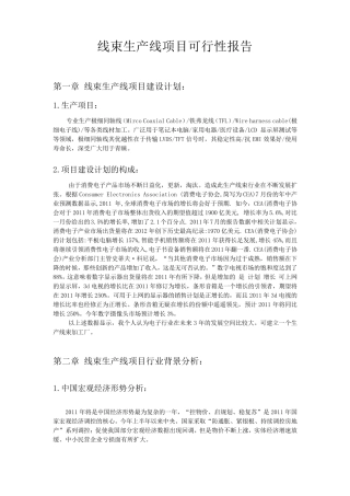 线束生产线项目可行性报告