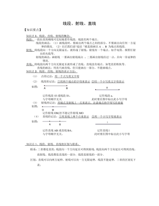 线段、射线、直线知识点总结及习题