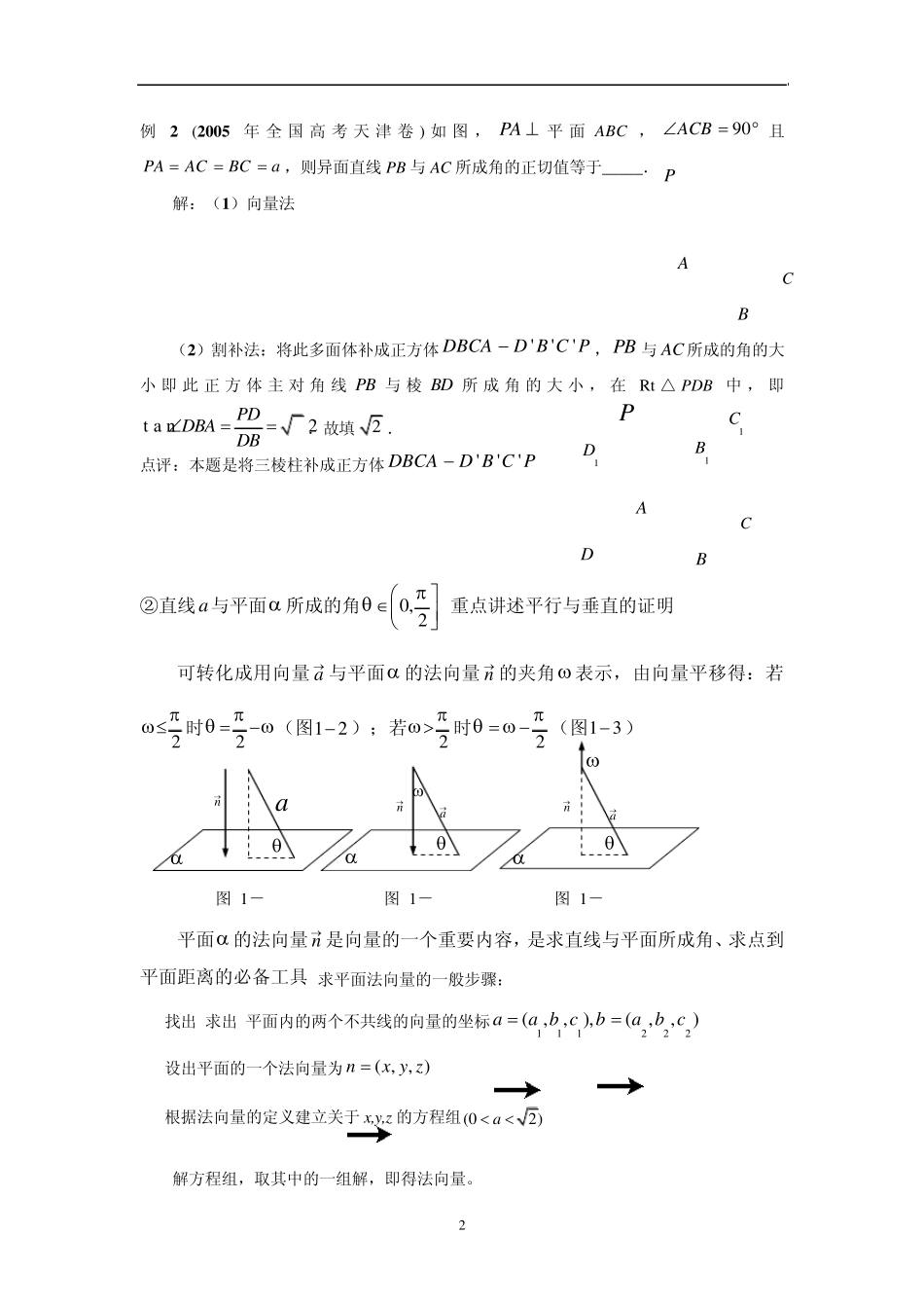 线线角、线面角,二面角(高考立体几何法宝)_第2页