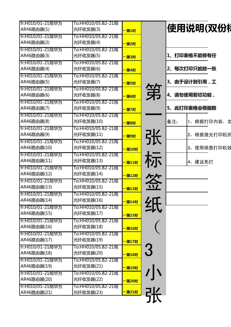 线缆标签30格彩色打印模板_第1页
