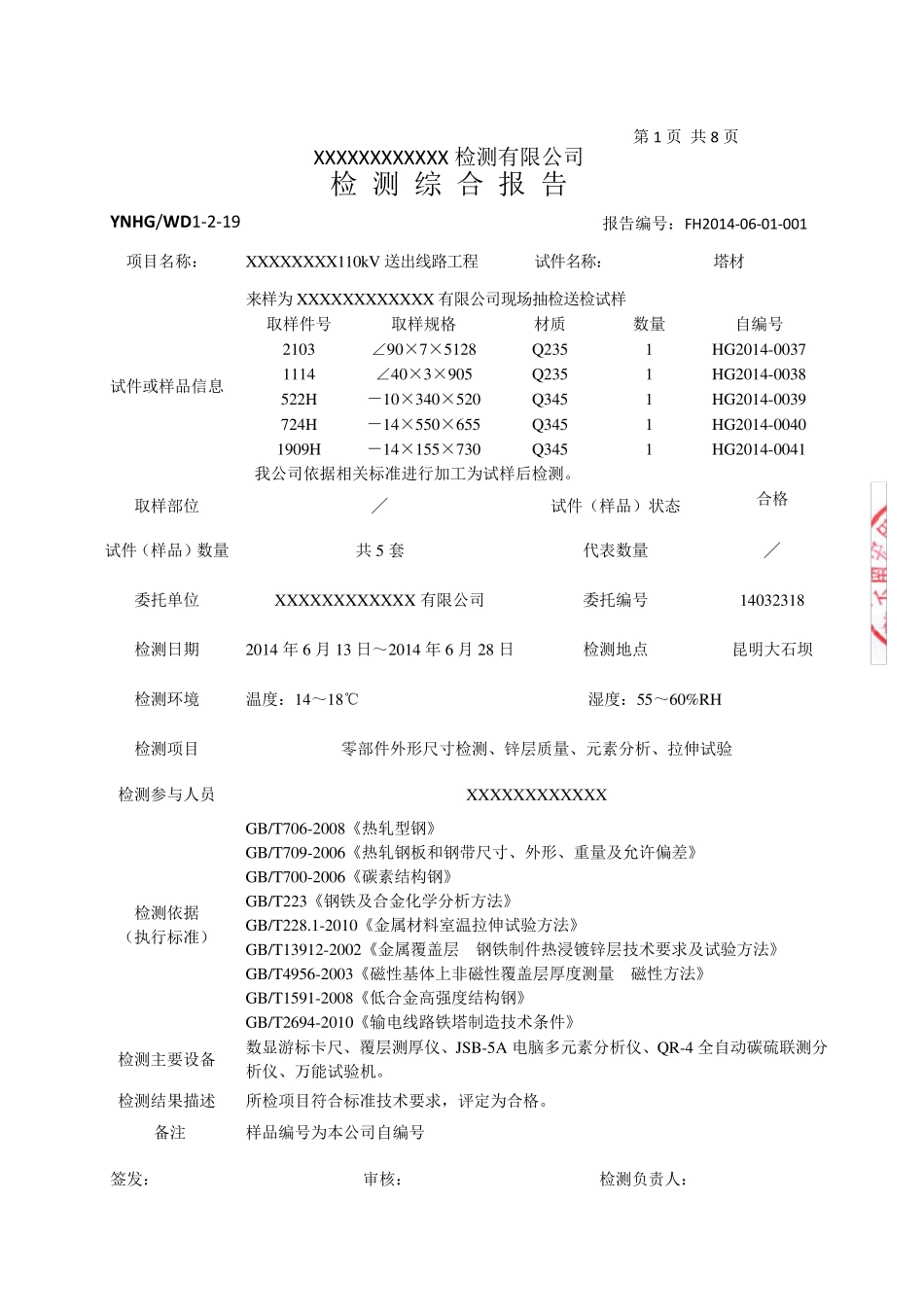线路工程铁塔检验报告_第1页