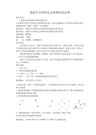 线面平行的判定定理和性质定理线面平行性质定理内容