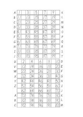 练字数字1100交叉填空