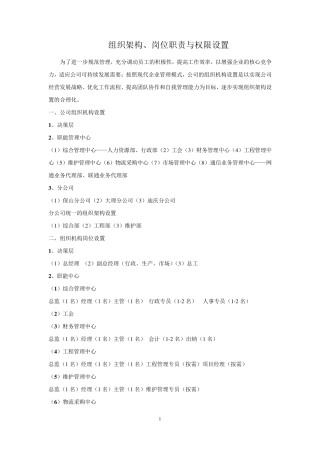 组织架构、部门岗位职责与权限设置