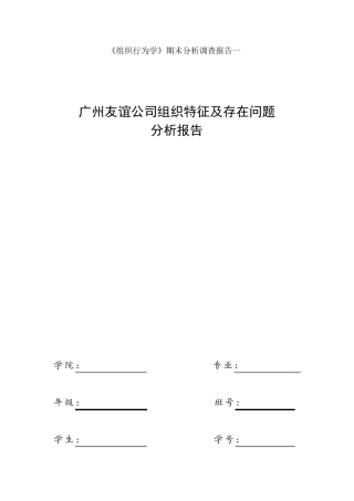 组织行为学公司组织特征及存在问题分析报告