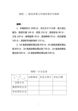 细则一：服务质量与环境质量评分细则