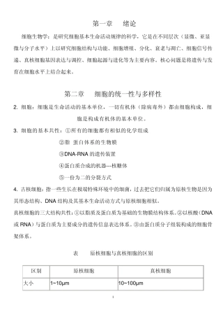 细胞生物学复习资料新版
