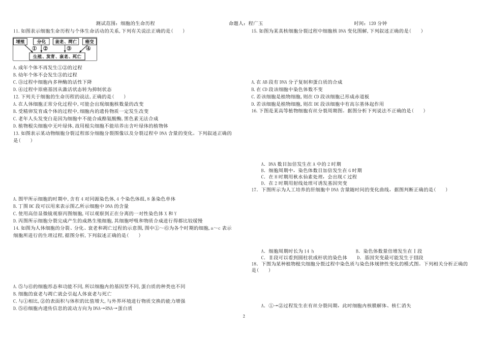 细胞的生命历程试题附答案_第2页