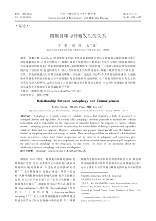 细胞自噬与肿瘤发生的关系