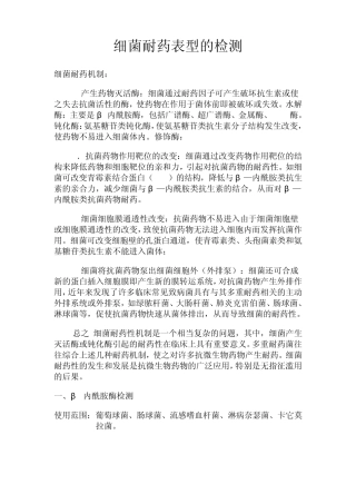 细菌耐药表型的检测