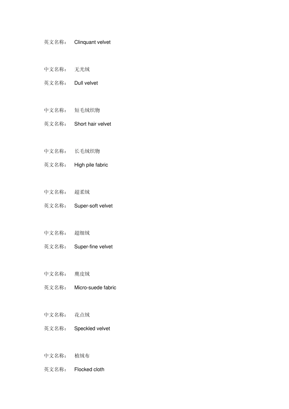 织物中英文对照表_第2页