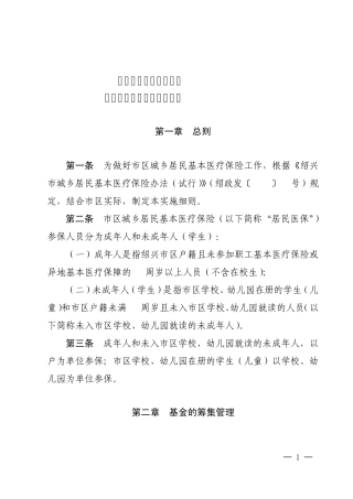 绍兴市区城乡居民基本医疗保险实施细则