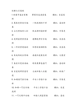 经典七言春联