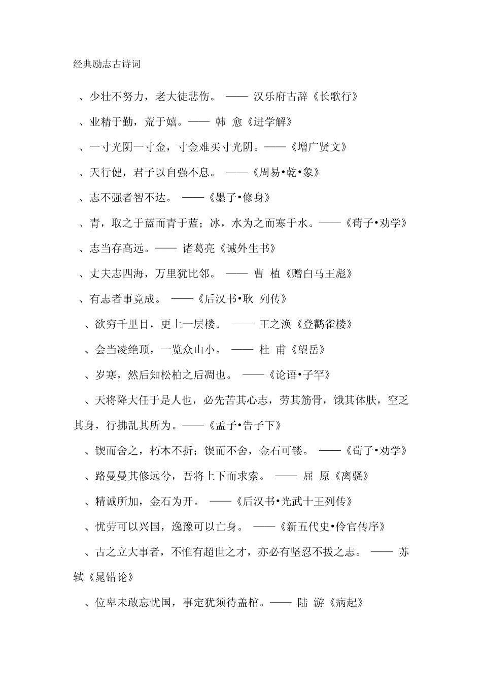 经典励志古诗词_第1页